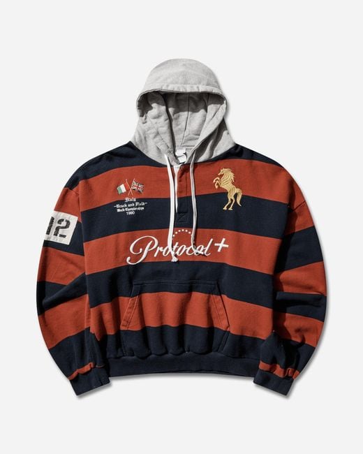 Protocol Index Men S Stripe Polo Hoodie in Red for Men | Lyst UK
