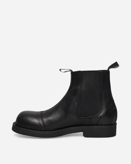 MM6 by Maison Margiela Black Leather Biker Chelsea Boots for men