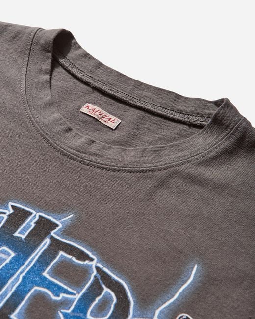 Kapital Gray Men S 20/-jersey Crew T-shirt (lightning Piano) Ink for men