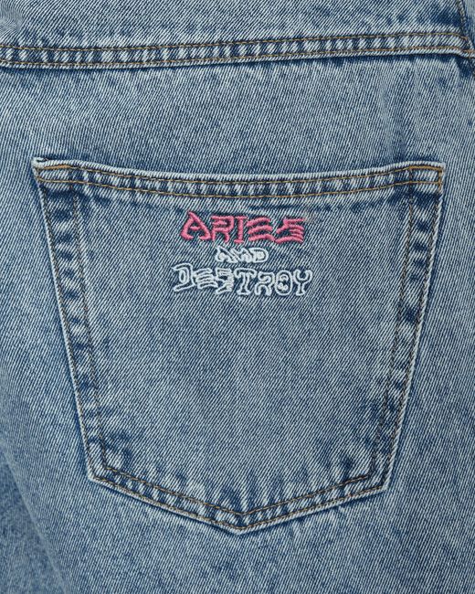 Aries Blue Acid Wash Batten Jeans for men