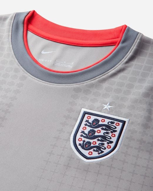 Nike Gray England X Palace Academy Pro Shortsleeve Soccer Top Pewter Bright Crimson for men