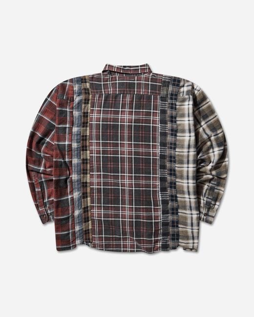 Needles Gray Men S 7 Cuts Wide Flannel Shirt for men