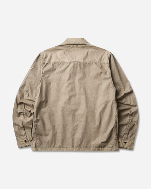 C P Company Natural Men S Cotton Plain Face Resined Zipped Lens Overshirt Fallen Rock for men