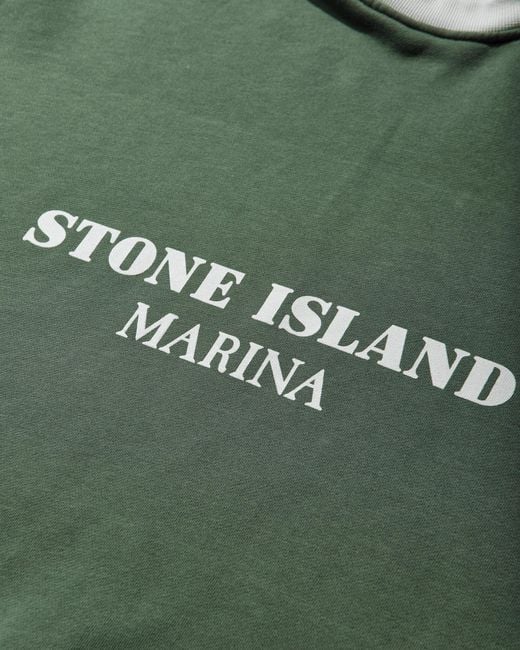 Stone Island Green Men S Marina Oversized Fit Cotton Fleece Hoodie Quartz for men