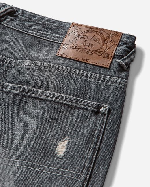 Evisu Gray Vintage Patchwork Denim Pants for men