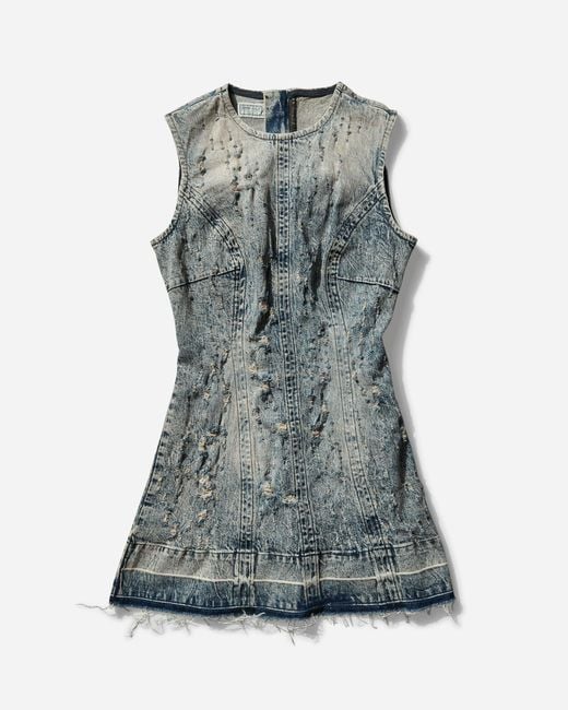 Guess Gray Distressed Mini Dress Flight Sanded Wash