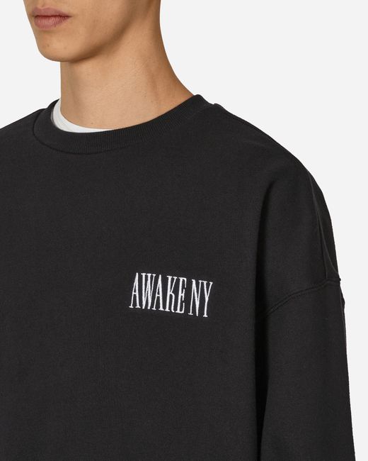 AWAKE NY Black Logo Crewneck Sweatshirt for men