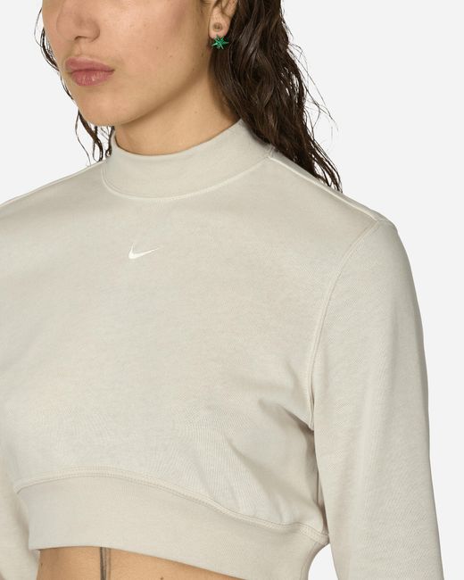 Nike Blue Crewneck Cropped French Terry Top Light Orewood Brown