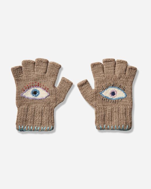 Kapital Natural Wool Folktale Gloves (speakeasy) Gray / Beige for men