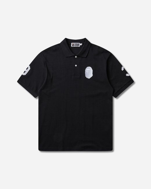 A Bathing Ape Black Men S Large Ape Head Relaxed Fit Polo for men