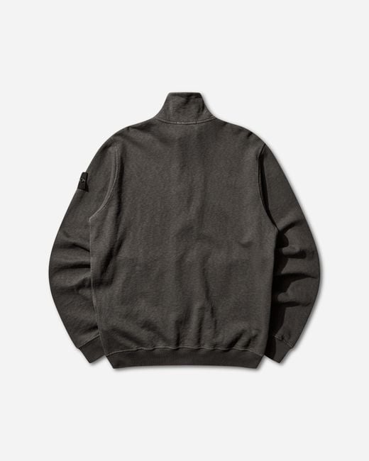 Stone Island Gray Malfilé Cotton Fleece Old Effect Zip-Up Track Jacket Charcoal for men