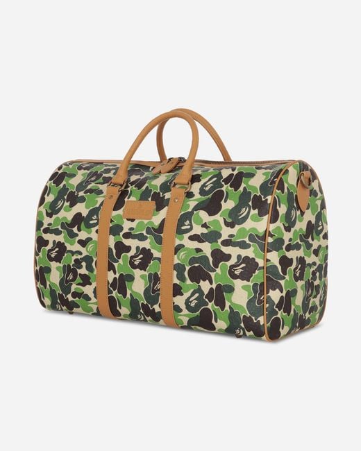 A Bathing Ape Green Abc Camo Pu Ostrich Boston Bag for men