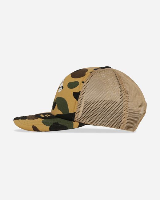 A Bathing Ape Yellow 1st Camo College Mesh Cap for men