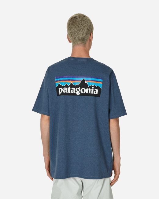 Patagonia Blue P-6 Logo Responsibili T-shirt Utility for men