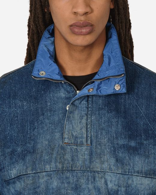 DIESEL Blue Dirt-effect Denim Pullover Jacket for men