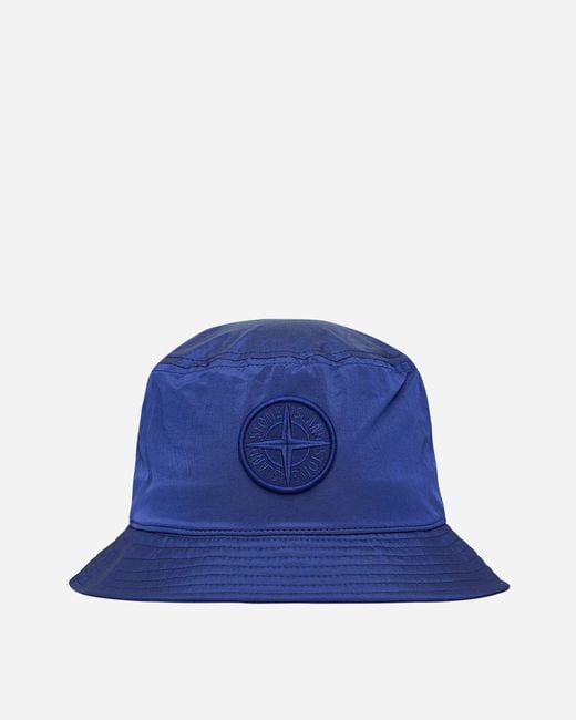 Stone Island Blue Nylon Metal Bucket Hat Bright for men