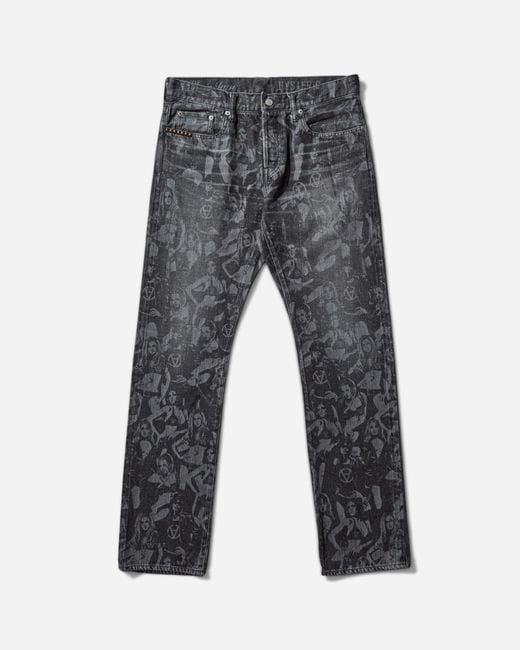 Hysteric Glamour Gray Slam Jam Hysteric Angels Screen Print Denim Pants for men