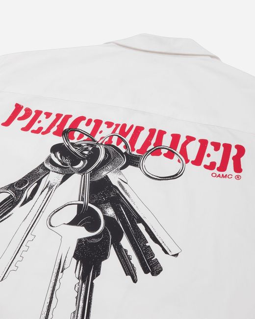 Oamc Peacemaker White Boxy Shortsleeve Shirt for men