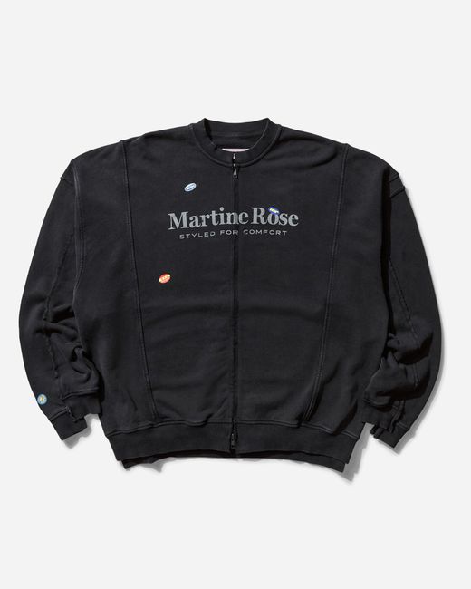 Martine Rose Black Men S Zip Up Crewneck Sweatshirt Washed for men