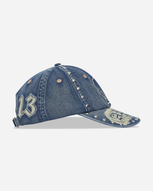 Aries Blue Studded Mega Graphic Denim Cap for men