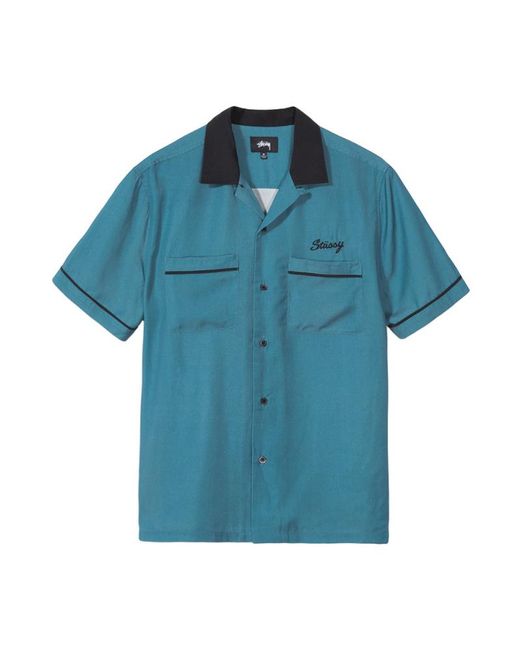 Stussy Blue Bowling Shirt for men