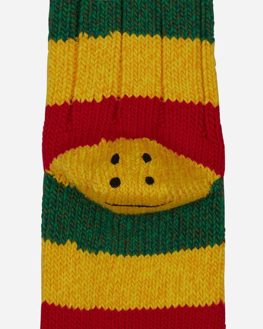 Kapital White 56 Yarns Rasta Rainbowy Happy Heel Socks Red / Yellow / Green for men