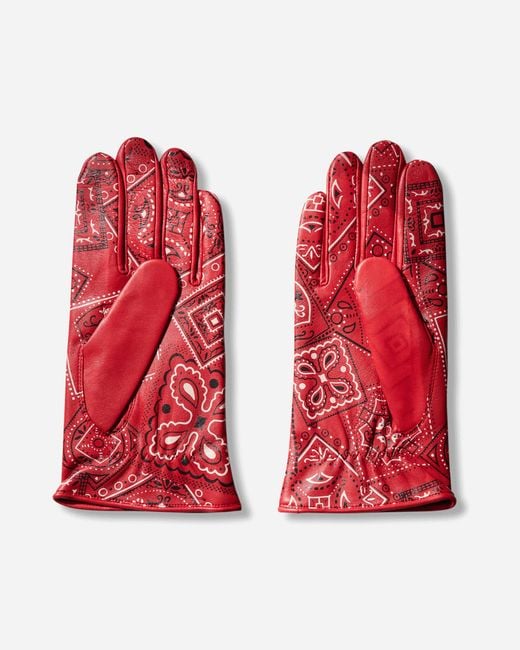 Kapital Leather Cookie Bandana Gloves in Red for Men | Lyst