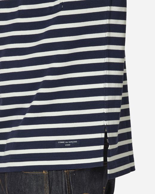 Comme des Garçons Blue Striped Longsleeve T-shirt Navy / White for men