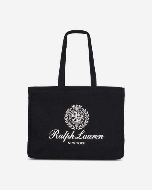 Polo Ralph Lauren Black Crest-embroidered Canvas Tote Bag for men