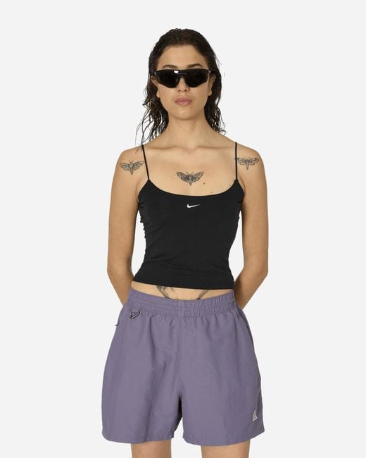 Nike Purple Chill Knit Tight Cami Tank Top Black
