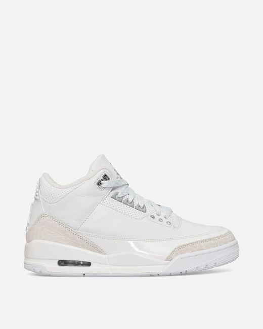 Nike White Air Jordan 3 Retro Sneakers / Silver for men