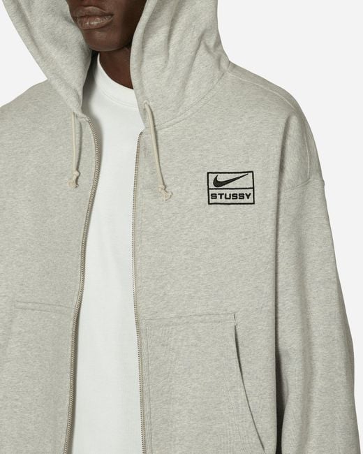 Nike Stüssy Full-Zip Fleece Hoodie Heather in Natural for