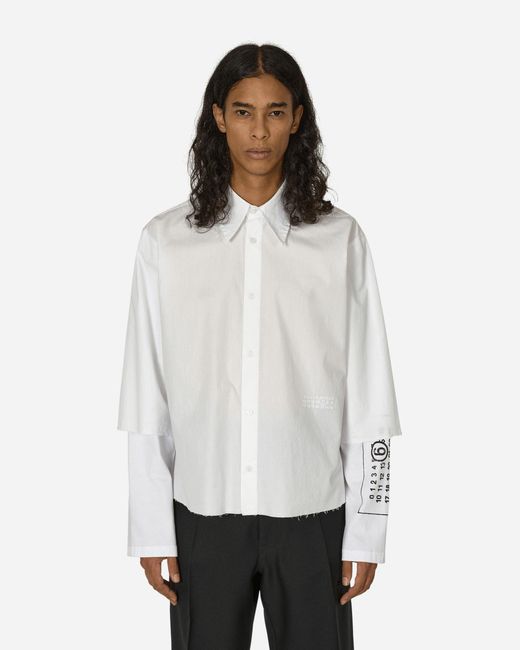 MM6 by Maison Margiela Double Sleeve Layer Shirt in White MM6 by Maison Margiela Double Sleeve Layer Shirt in White