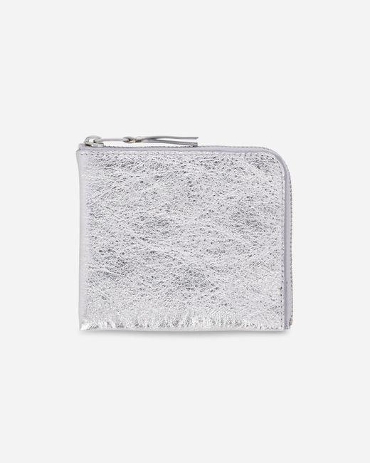 Comme des Garçons White Silver Line Zip Around Wallet Silver for men
