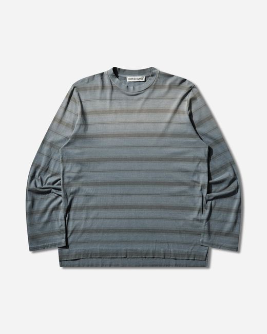 Our Legacy Gray S Box Longsleeve T-Shirt Spray Fade Ghost Stripe for men