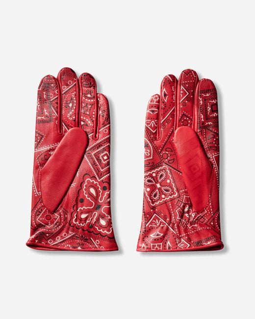 Kapital Leather Cookie Bandana Gloves in Red for Men | Lyst