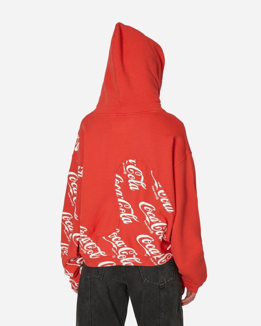 ERL Red Coca-cola Swirl Hooded Sweatshirt