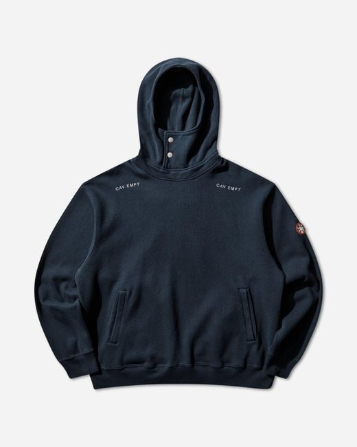 Cav Empt Blue Men S Neck Snap Dbl Knit Hoodie Navy for men