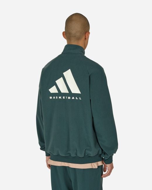Adidas Basketball Brushed Track Top Mineral Green for men