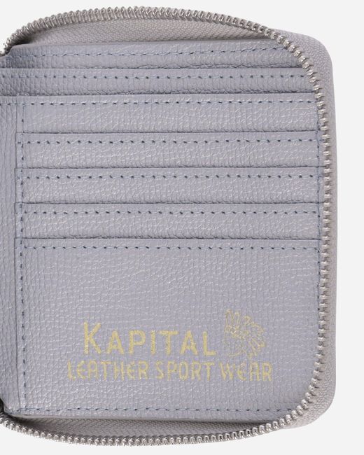 Kapital White Thumb Up Bone Band Zip Wallet Silver for men