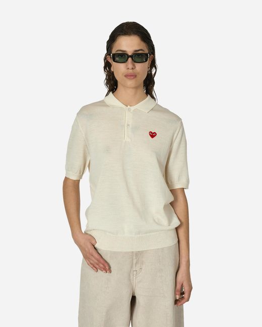 COMME DES GARÇONS PLAY Natural Red Heart Polo Sweater Off