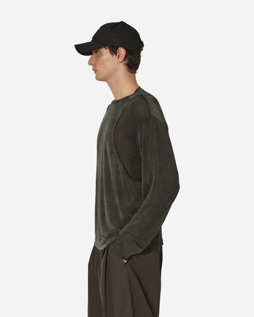 Amomento Black Cut Out Long T-shirt Charcoal for men