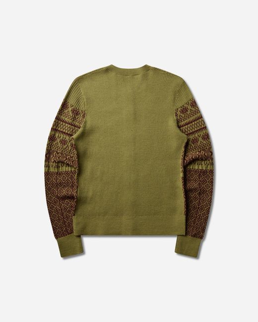 Dries Van Noten Green S Jacquard Wool Cardigan for men