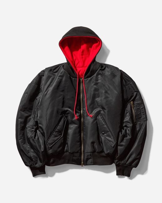PROJECT G/R Men S Reversible Hooded Ma-1 Jacket / Red in
