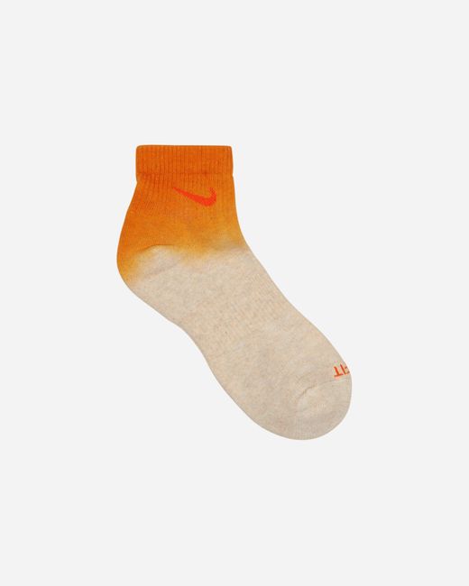 Nike Orange Everyday Plus Cushioned Ankle Socks / / Cream for men