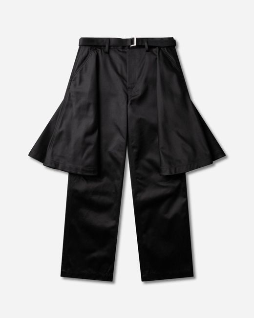 Sacai Black S Layered Cotton Chino Pants for men