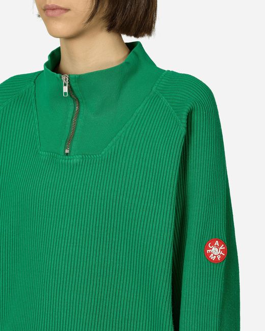 Cav Empt Green Overdye Wide Rib Cut Half Zip Sweatshirt