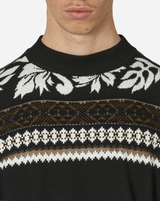 Sacai Black Floral Jacquard Knit Sweater / Off for men