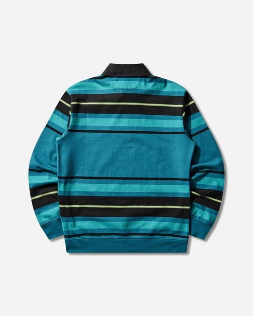 No Problemo Blue Striped Longsleeve Rugby Shirt Aqua for men