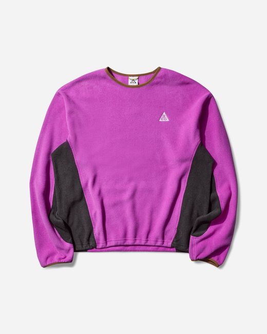 Nike Pink Men S Acg Wolf Tree Fleece Crewneck Sweatshirt Vivid for men